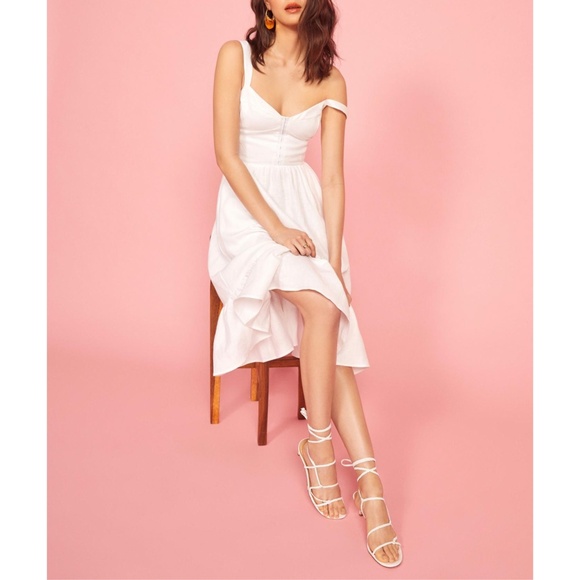 NEW Reformation Dolci Linen Dress White 12 - Picture 17 of 17